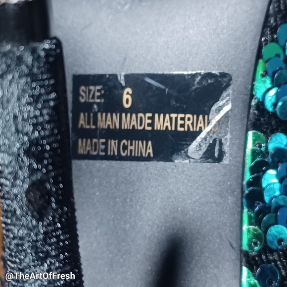 QUPID Sequin Ankle Boots - Sparkling Blue And Green Rhinestones - Picture 7 of 11